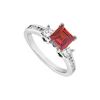 Image 1 : Ruby And Diamond Engagement Ring : 14K White Gold - 1.00 CT TGW