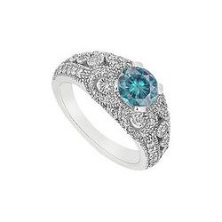 Blue Diamond Engagement Ring : 14K White Gold - 1.00 CT Diamonds