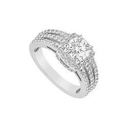 Diamond Engagement Ring : 18K White Gold - 1.00 CT Diamonds