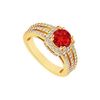 Image 1 : Ruby And Diamond Engagement Ring : 14K Yellow Gold - 1.00 CT TGW