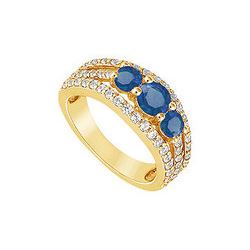 Sapphire And Diamond Engagement Ring : 14K Yellow Gold - 2.25 CT TGW