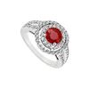 Image 1 : Ruby And Diamond Engagement Ring : 14K White Gold - 1.25 CT TGW