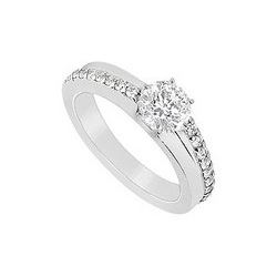 Diamond Engagement Ring : 14K White Gold - 0.75 CT Diamonds