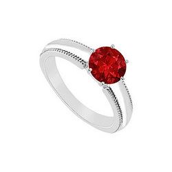 Ruby Ring : 14K White Gold - 1.00 CT TGW