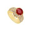 Image 1 : Ruby And Diamond Engagement Ring : 14K Yellow Gold - 1.00 CT TGW