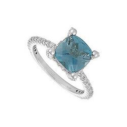 Blue Topaz And Diamond Ring : 14K White Gold - 2.50 CT TGW