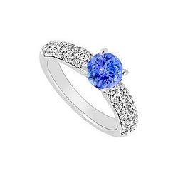 14K White Gold : Tanzanite And Diamond Engagement Ring 1.10 CT TGW