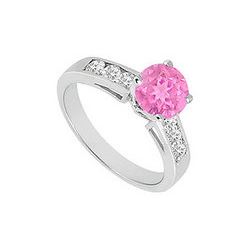 Pink Sapphire And Diamond Engagement Ring 14K White Gold  1.00 CT TGW