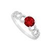 Image 1 : Ruby And Diamond Engagement Ring : 14K White Gold - 0.75 CT TGW