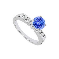 Tanzanite And Diamond Engagement Ring 14K White Gold  0.66 CT TGW