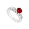 Image 1 : 14K White Gold : Ruby And Diamond Engagement Ring 0.90 CT TGW