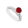 Image 1 : 14K White Gold : Ruby And Diamond Engagement Ring 0.80 CT TGW