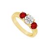 Image 1 : Three Stone Ruby And Diamond Ring : 14K Yellow Gold - 0.75 CT TGW