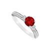 Image 1 : Ruby And Diamond Engagement Ring : 14K White Gold - 1.00 CT TGW