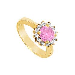 Pink Topaz And Diamond Ring : 14K Yellow Gold - 1.50 CT TGW