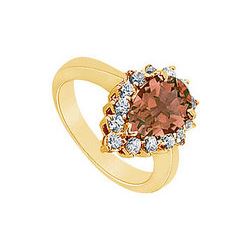 Smoky Topaz And Diamond Ring : 14K Yellow Gold - 1.50 CT TGW