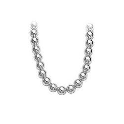 14K White Gold 10Mm Bead Necklace