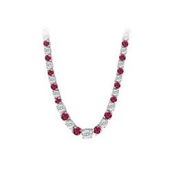 14K White Gold Ruby & Diamond Eternity Necklace 17.00 CT TGW