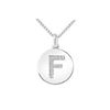 Image 1 : Diamond Disc Initial F Pendant : 14K White Gold - 0.10 CT Diamonds