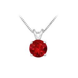 14K White Gold Prong Set Natural Ruby Solitaire Pendant 1.00 CT TGW