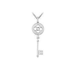 14K White Gold Key Pendant