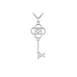 14K White Gold Key Pendant