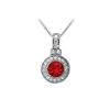 Image 1 : Ruby And Diamond Pendant : 14K White Gold - 1.50 CT TGW