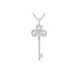 Diamond Key Pendant : 14K White Gold - 0.50 CT Diamonds