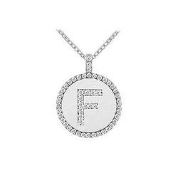 Diamond Initial F Disc Pendant : 14K White Gold - 0.50 CT TGW