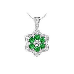 Emerald And Diamond Pendant : 14K White Gold - 2.25 CT TGW