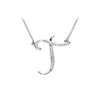 Image 1 : Cubic Zirconia Letter T Script Initial Pendant : .925 Sterling Silver - 0.15 CT TGW