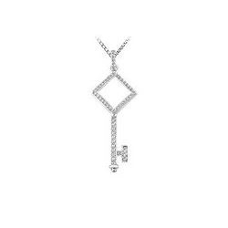 Diamond Key Pendant : 14K White Gold - 0.33 CT Diamonds