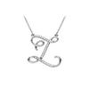 Image 1 : Diamond Letter Z Script Initial Pendant : 14K White Gold - 0.15 CT Diamonds