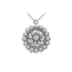 Diamond Flower Pendant : 14K White Gold - 0.50 CT Diamonds