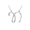 Image 1 : Plain Letter N Script Pendant - .925 Sterling Silver