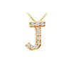 Image 1 : Classic J Initial Diamond Pendant : 14K Yellow Gold - 0.10 CT Diamonds