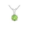 Image 1 : Diamond And Peridot Solitaire Pendant : 14K White Gold - 1.00 CT TGW