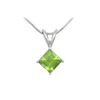 Image 1 : Peridot Solitaire Pendant : 14K White Gold - 1.00 CT TGW