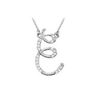 Image 1 : Diamond Letter E Script Initial Pendant : 14K White Gold - 0.10 CT Diamonds