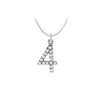 Image 1 : Diamond Numeric 4 Charm Pendant : 14K White Gold - 0.07 CT Diamonds