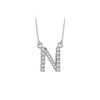 Petite Baby Charm Cubic Zirconia N Initial Pendant : .925 Sterling Silver - 0.25 CT TGW