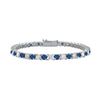 Image 1 : Sterling Silver Round Diffuse Sapphire And Cubic Zirconia Tennis Bracelet 5.00 CT TGW