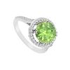 Image 1 : Peridot And Diamond Ring : 14K White Gold - 1.25 CT TGW