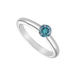 Blue Diamond Solitaire Ring : 14K White Gold – 0.25 CT Diamond