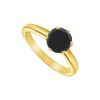 Image 1 : Black Diamond Round Prong Set Solitaire Ring : 14K Yellow Gold 2.00 CT Diamond