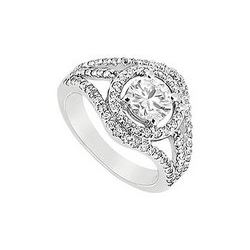 Semi Mount Engagement Ring In 14K White Gold With 0.75 CT Diamonds Center Diamond Not Included