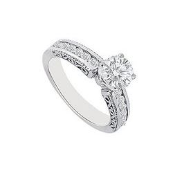 Semi Mount Engagement Ring In 14K White Gold With 0.25 CT Diamonds Not Included Center Diamond