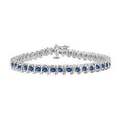 Diffuse Sapphire S Tennis Bracelet : 925 Sterling Silver - 3.00 CT TGW