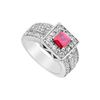 Image 1 : GF Bangkok Ruby And Cubic Zirconia Ring : 10K White Gold - 2.00 CT TGW