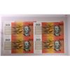 Image 2 : Australia, Twenty Dollar Uncut Banknote Folder, Block of Four, 1993